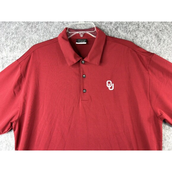 Oklahoma Sooners Polo Shirt Men's Large Red Nike Fit Dry OU Embroidered - Picture 2 of 9